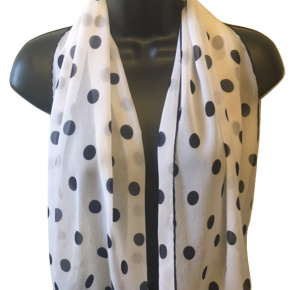 Accessories - POLKA DOT B/W Silk Scarf Oblong